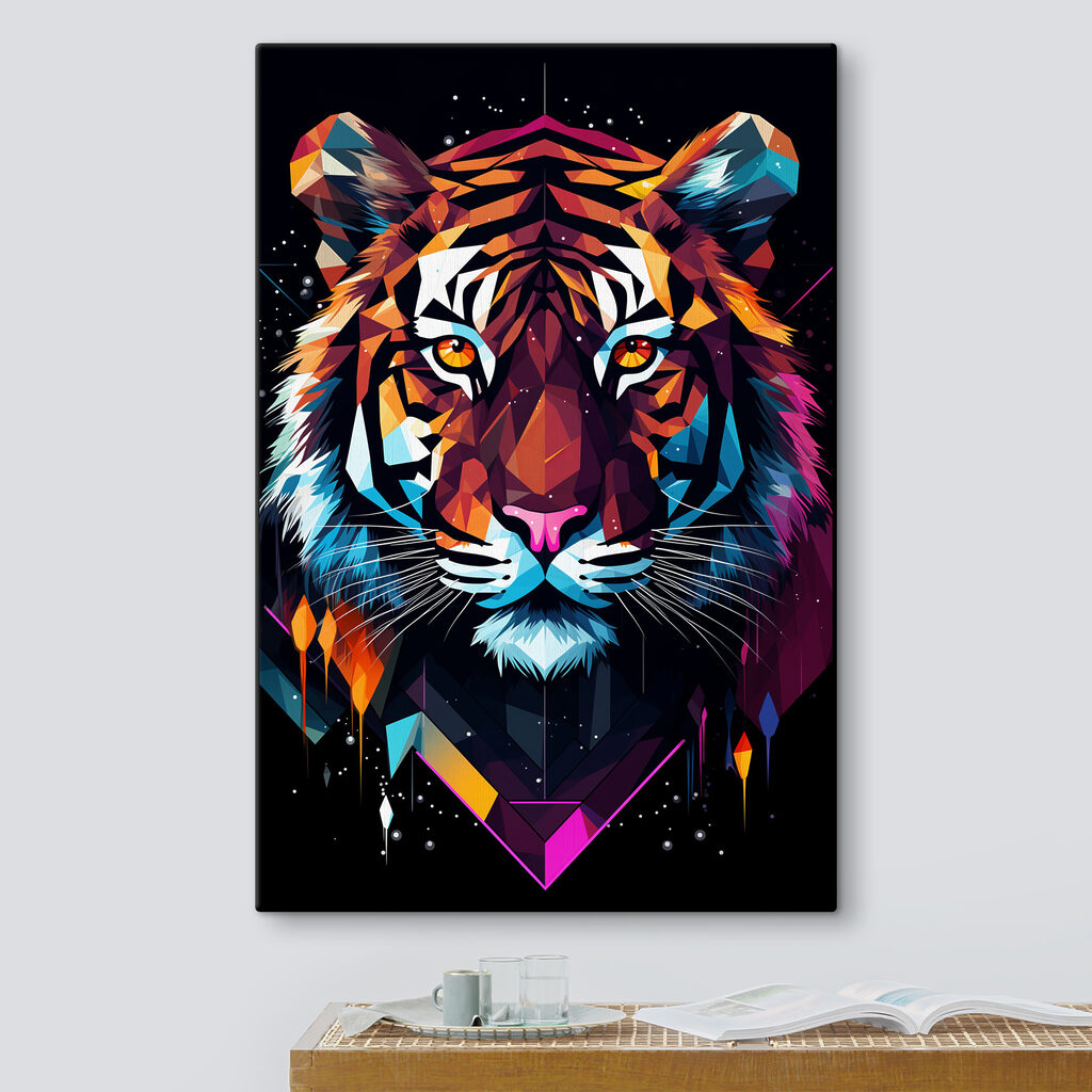 A colorful tiger with white whiskers