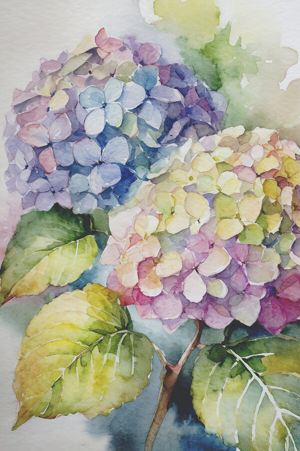 Een aquarelschilderij van bloemen Een aquarelschilderij van bloemen