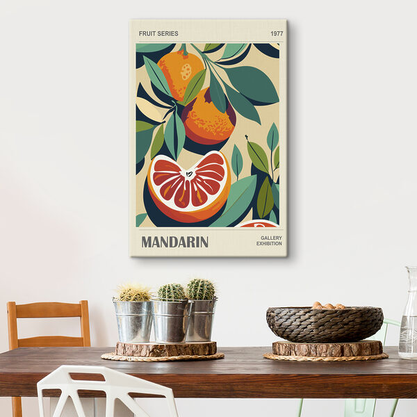 Een poster van sinaasappels en bladeren Een poster van sinaasappels en bladeren