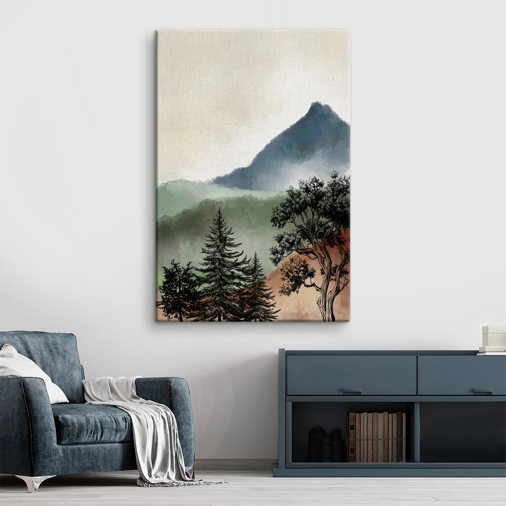 A painting of a mountain range A painting of a mountain range