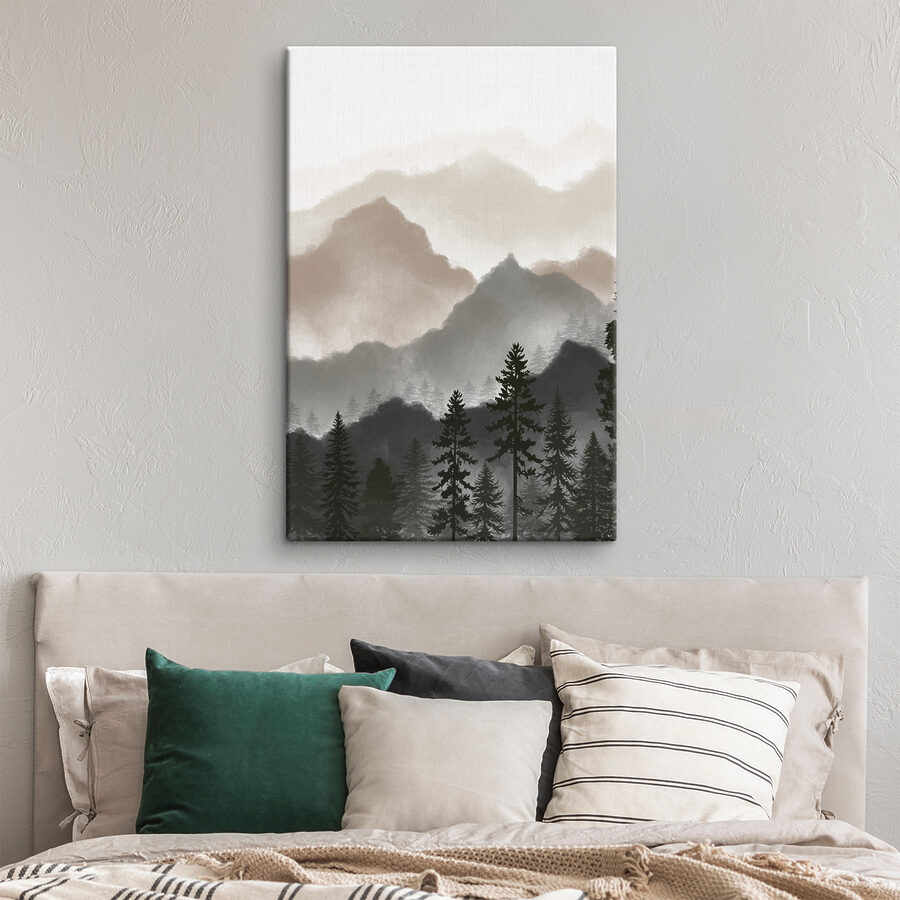 Een landschap van bergen en bomen