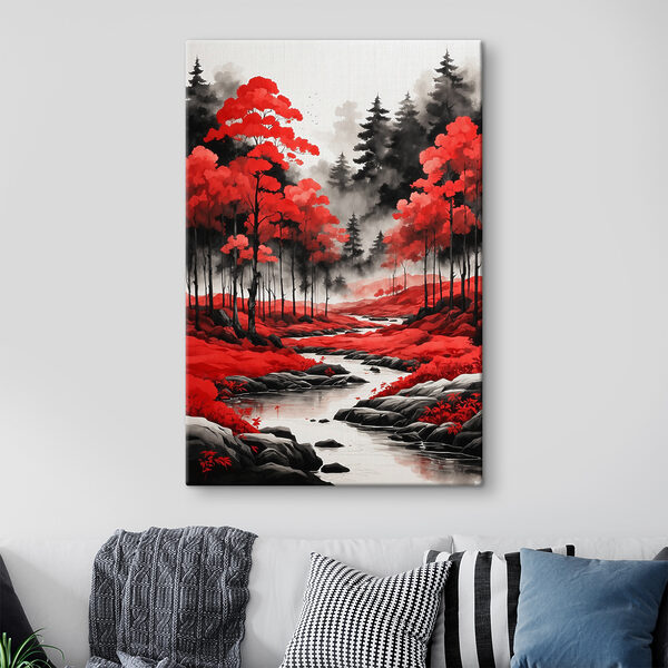 Een rivier door een bos Een rivier door een bos