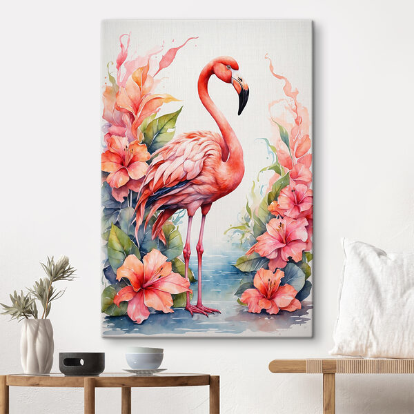 Een flamingo en bloemen Een flamingo en bloemen