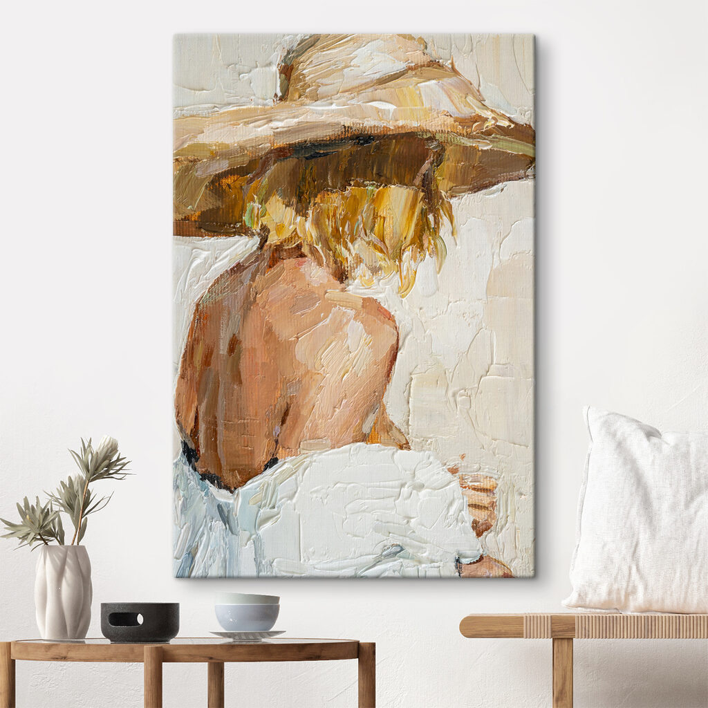 A painting of a woman wearing a hat A painting of a woman wearing a hat