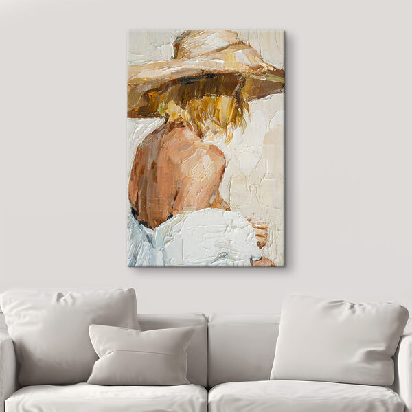 Een schilderij van een vrouw met een hoed Een schilderij van een vrouw met een hoed