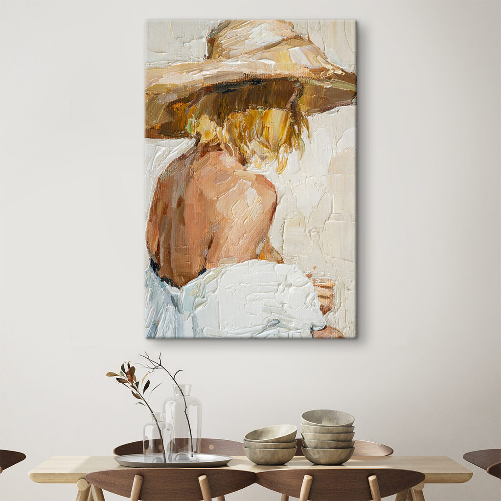 A painting of a woman wearing a hat A painting of a woman wearing a hat