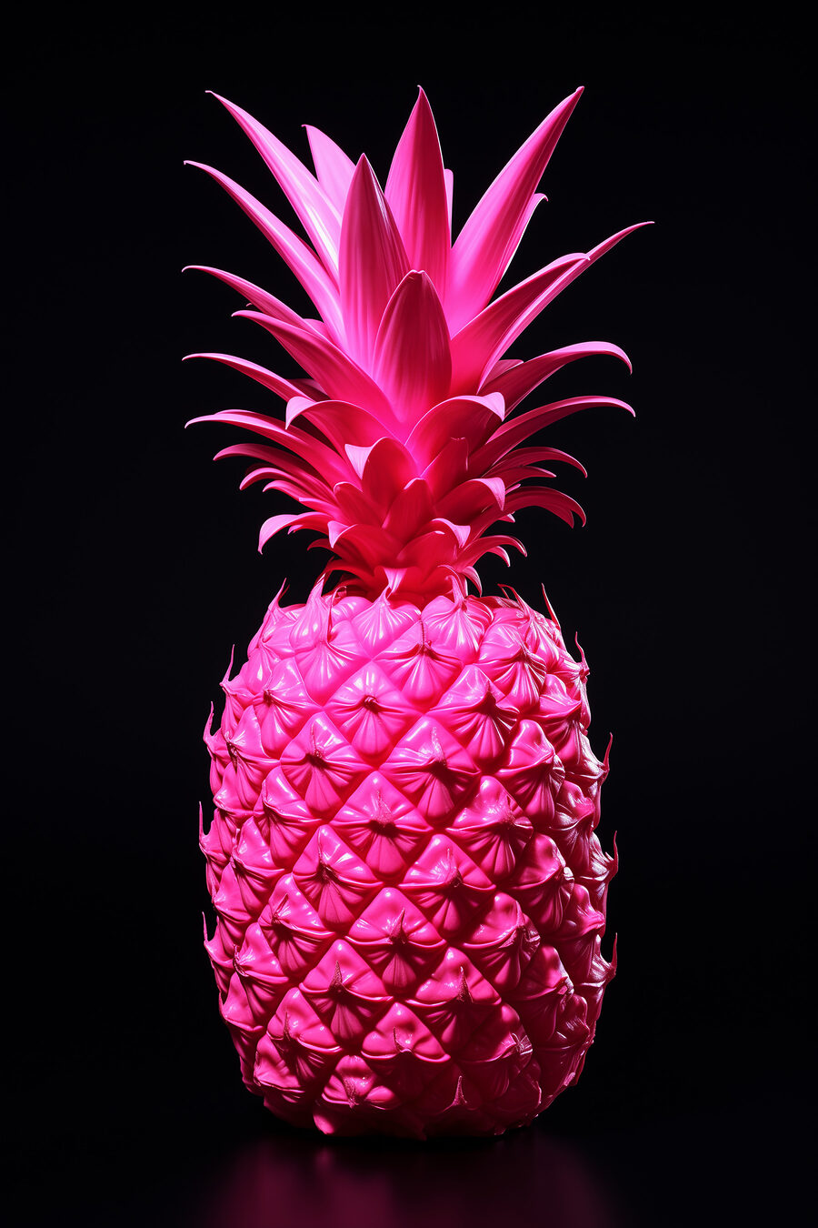 Een roze ananas met een zwarte achtergrond Een roze ananas met een zwarte achtergrond