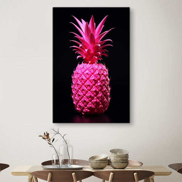 Een roze ananas met een zwarte achtergrond Een roze ananas met een zwarte achtergrond