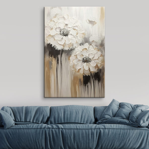 Een schilderij van witte bloemen Een schilderij van witte bloemen