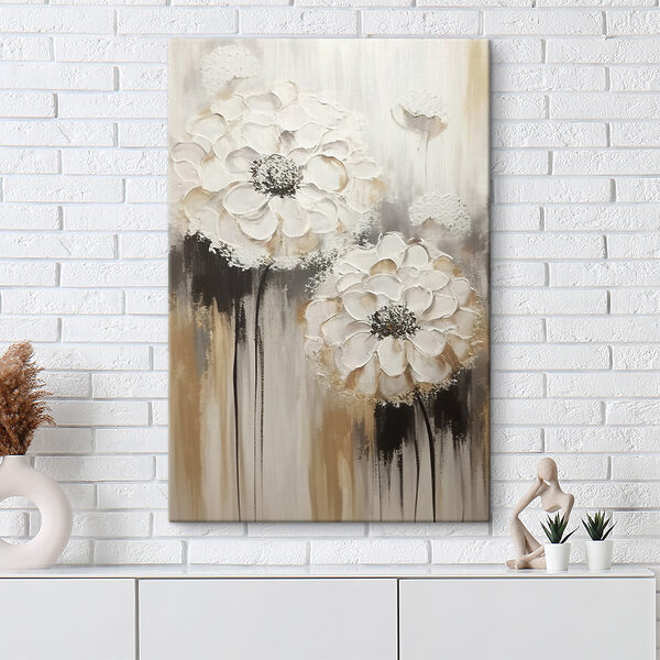 Een schilderij van witte bloemen Een schilderij van witte bloemen