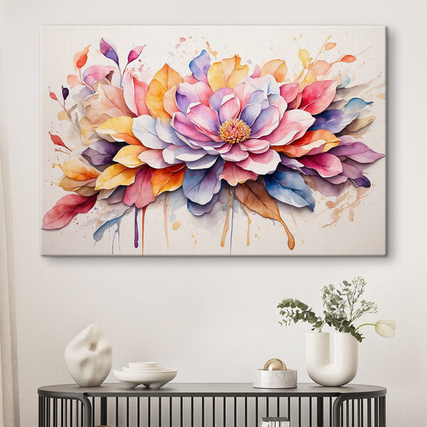 Een schilderij van een bloem Canvas Schilderijen Een schilderij van een bloem