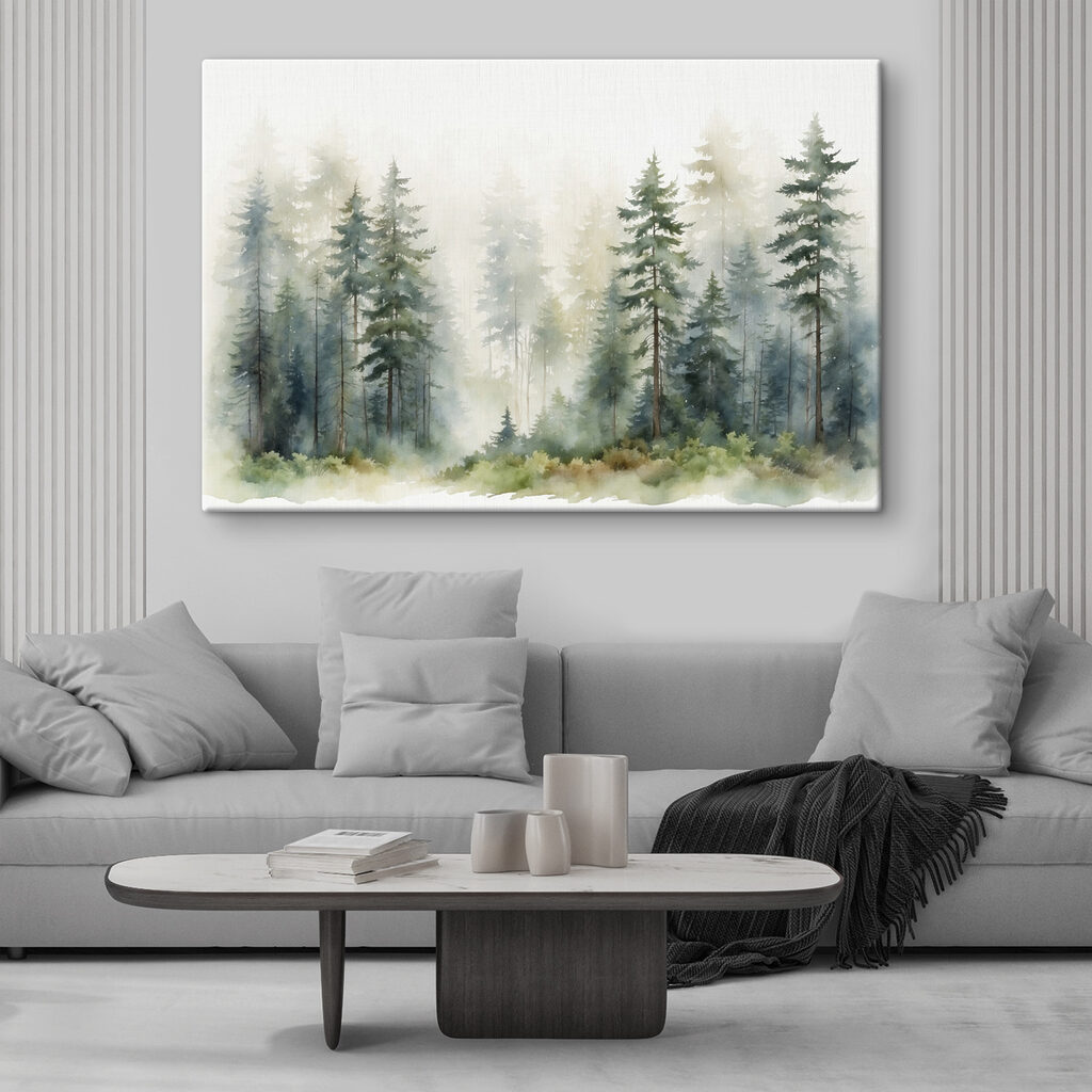 A watercolor of a forest