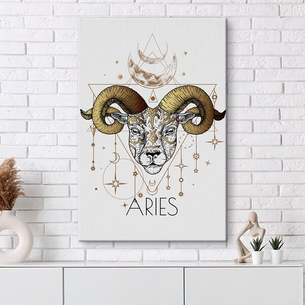 Een tekening van een ram met een maan en sterren Een tekening van een ram met een maan en sterren