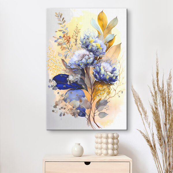 A painting of flowers and leaves A painting of flowers and leaves