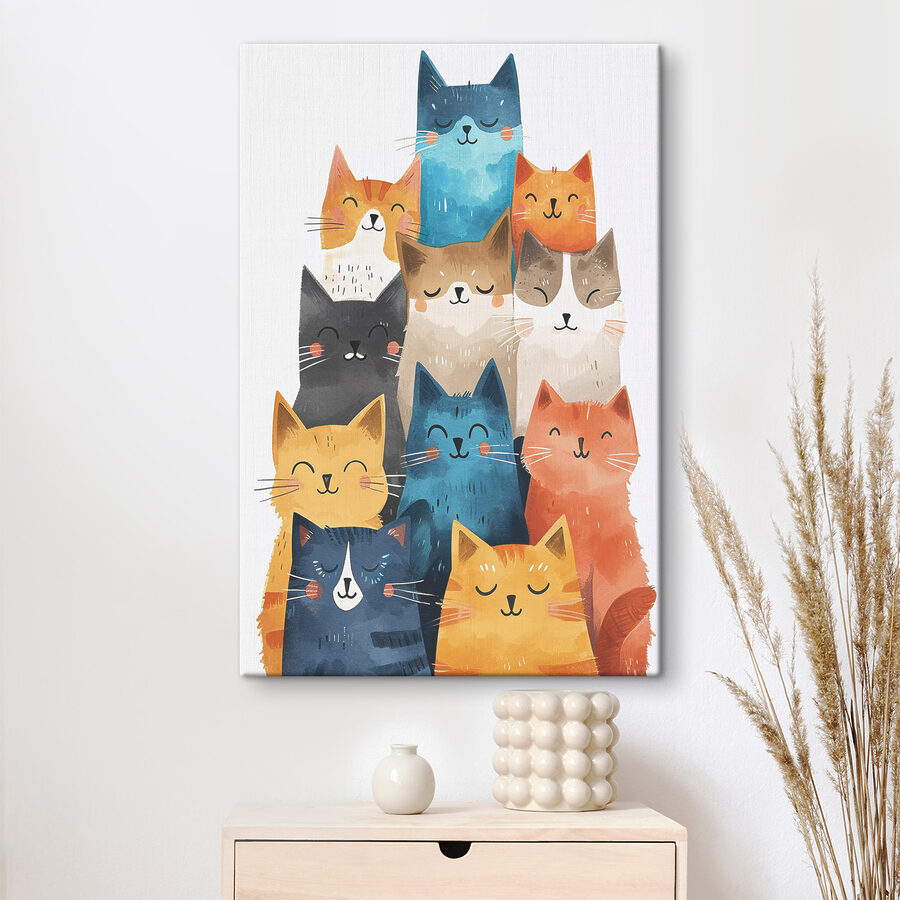 Een groep katten met verschillende kleuren