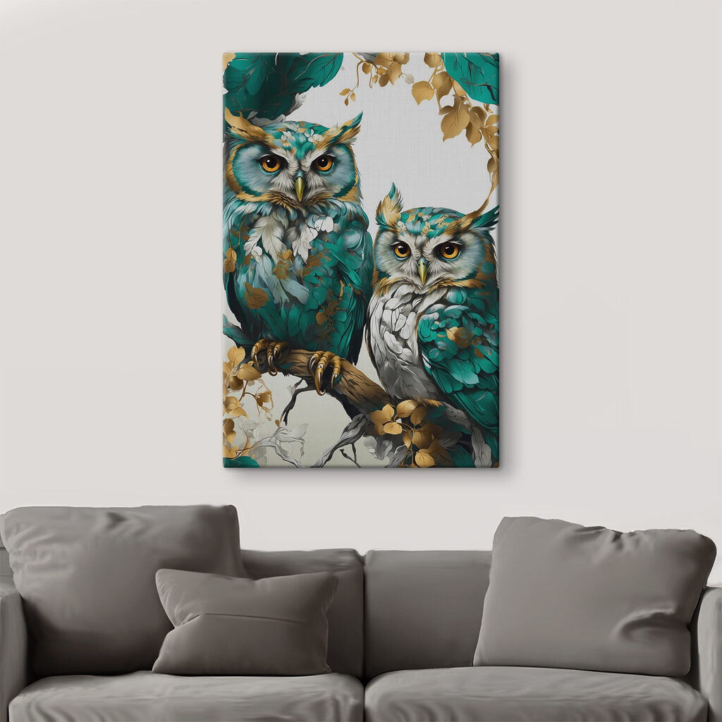 A couple of owls on a branch
