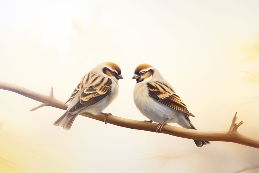 Twee vogels op een tak Twee vogels op een tak