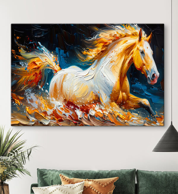 Een schilderij van een paard Een schilderij van een paard