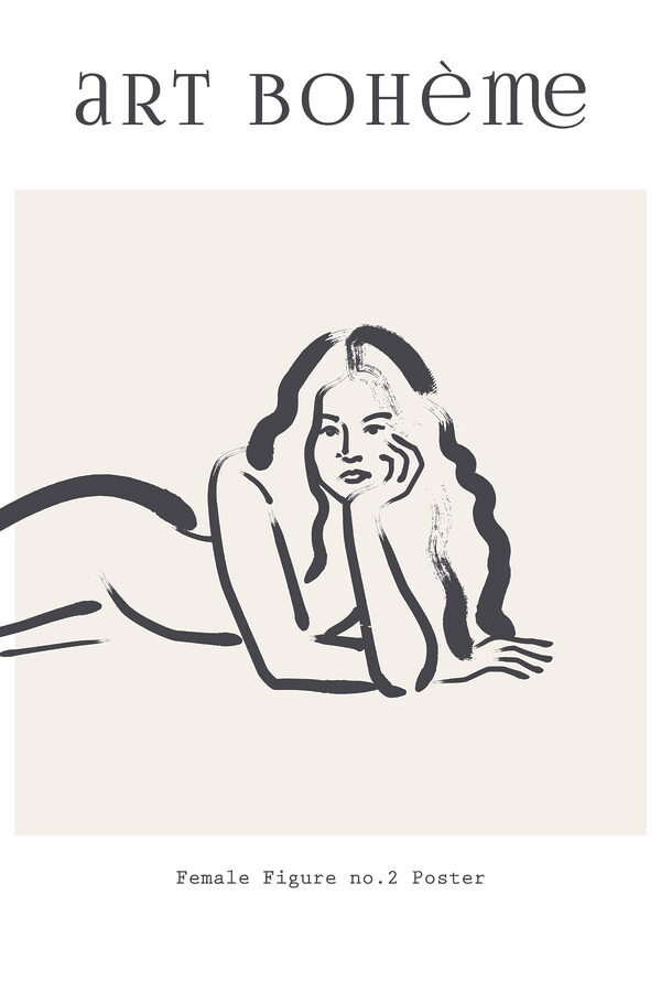 Een tekening van een vrouw die op haar buik ligt Een tekening van een vrouw die op haar buik ligt