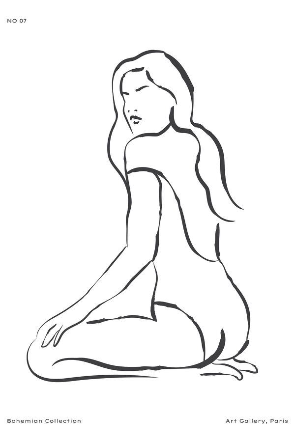 Een tekening van een zittende vrouw Een tekening van een zittende vrouw