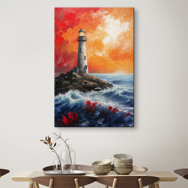 Een vuurtoren op een rotsachtig eiland Een vuurtoren op een rotsachtig eiland