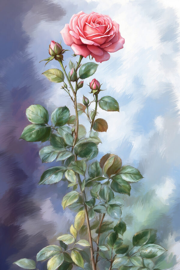 Een schilderij van een roos Een schilderij van een roos