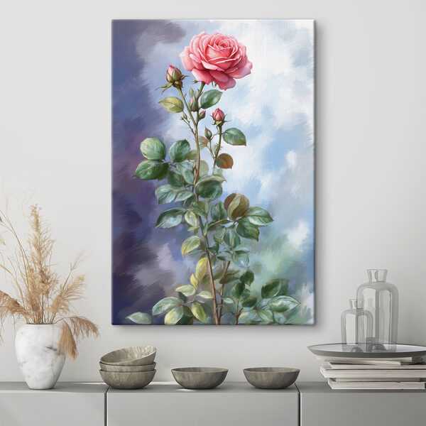 Een schilderij van een roos Een schilderij van een roos