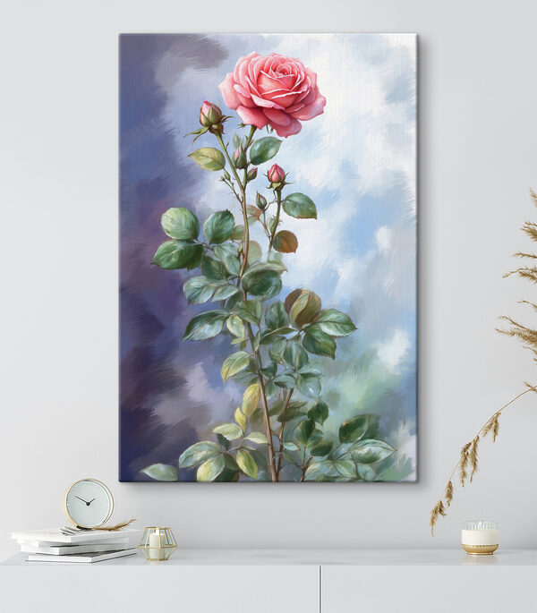 Een schilderij van een roos Een schilderij van een roos