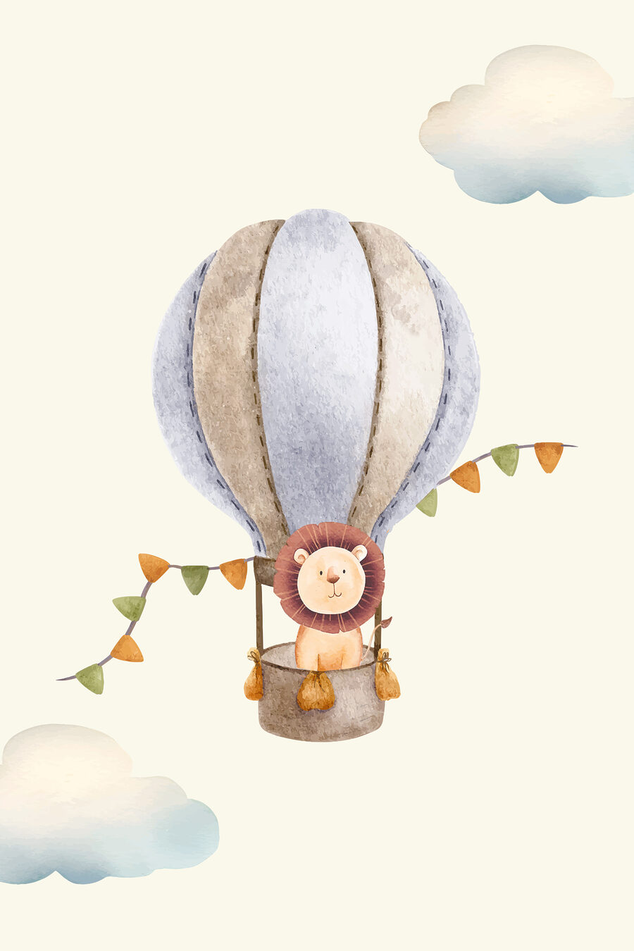 Een leeuw in een heteluchtballon