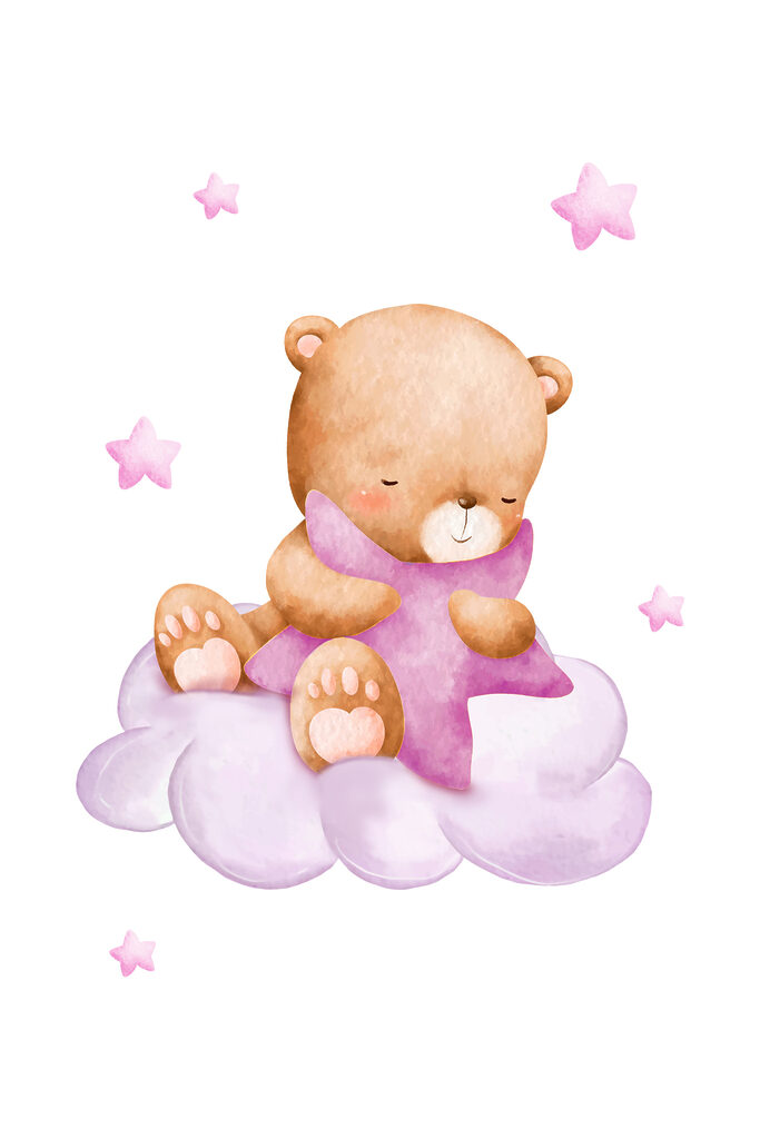 A teddy bear sitting on a cloud