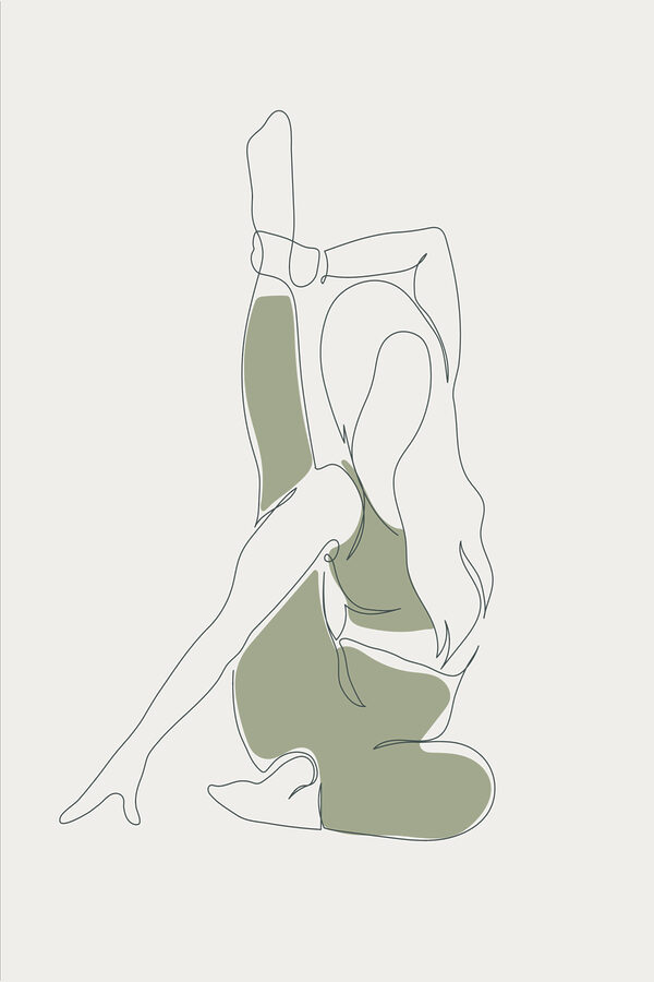 Een tekening van een vrouw die zich uitrekt Een tekening van een vrouw die zich uitrekt