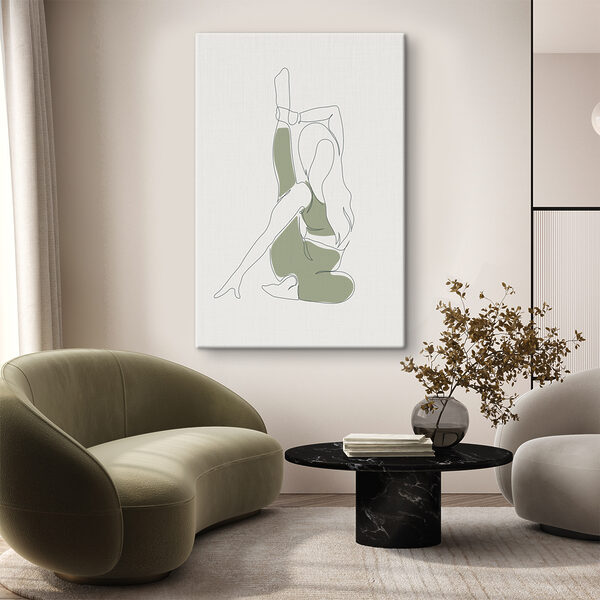 Een tekening van een vrouw die zich uitrekt Een tekening van een vrouw die zich uitrekt