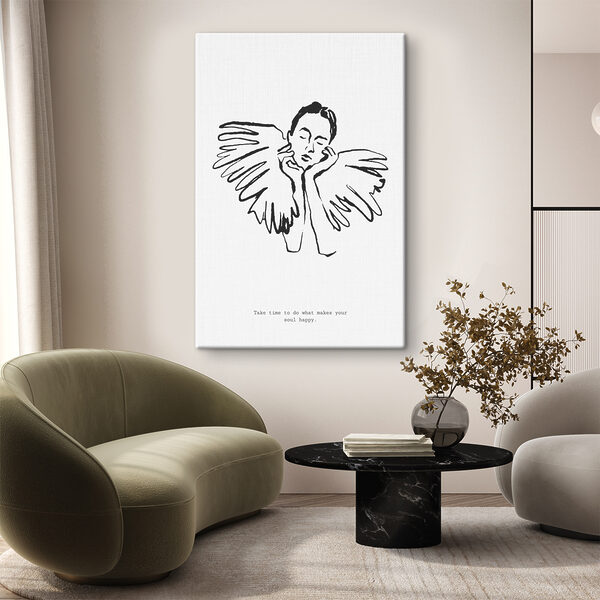 Een tekening van een vrouw met vleugels Een tekening van een vrouw met vleugels