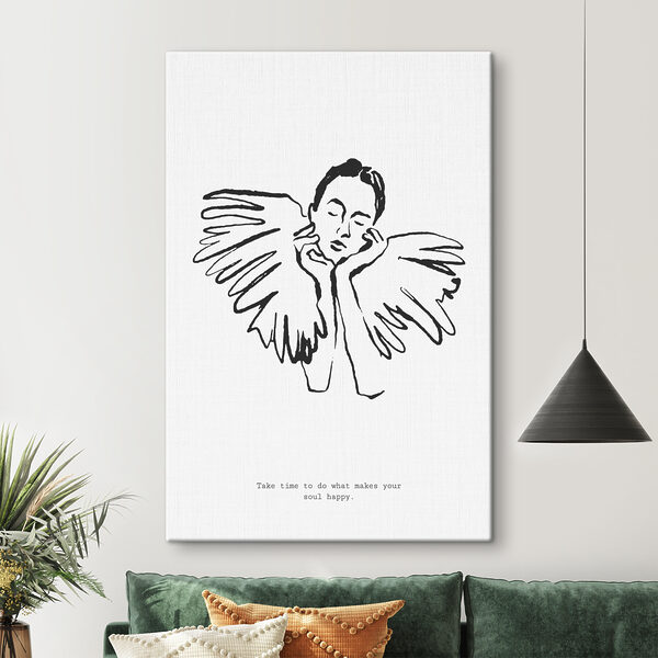 Een tekening van een vrouw met vleugels Een tekening van een vrouw met vleugels