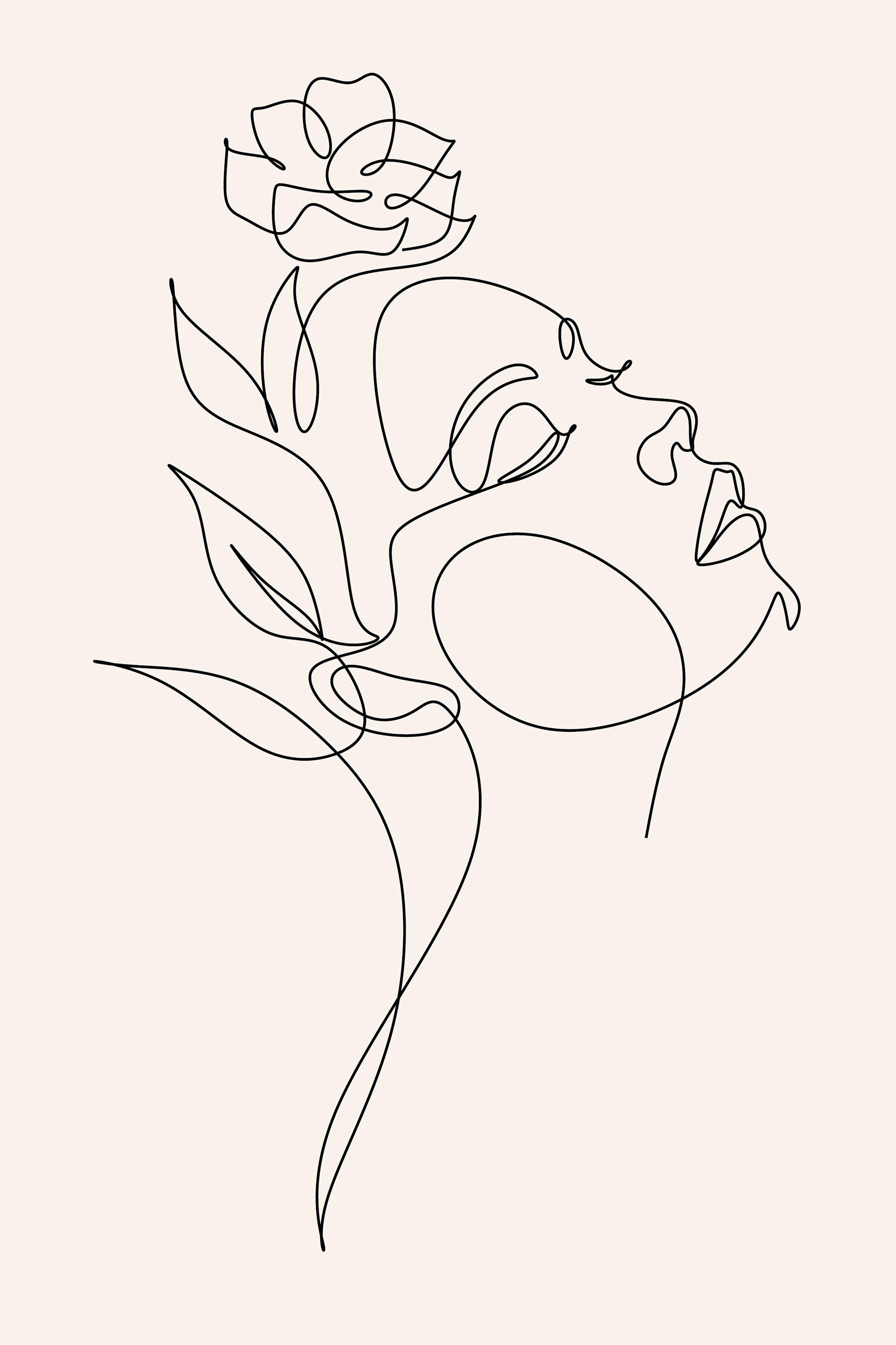 A drawing of a woman's face