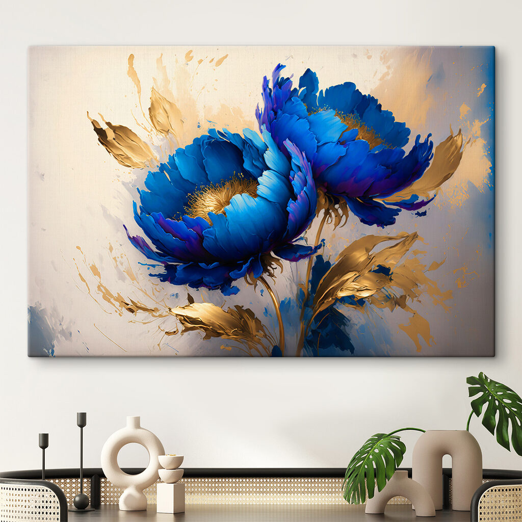 Vibrant Blue Blooms Amid Splashes