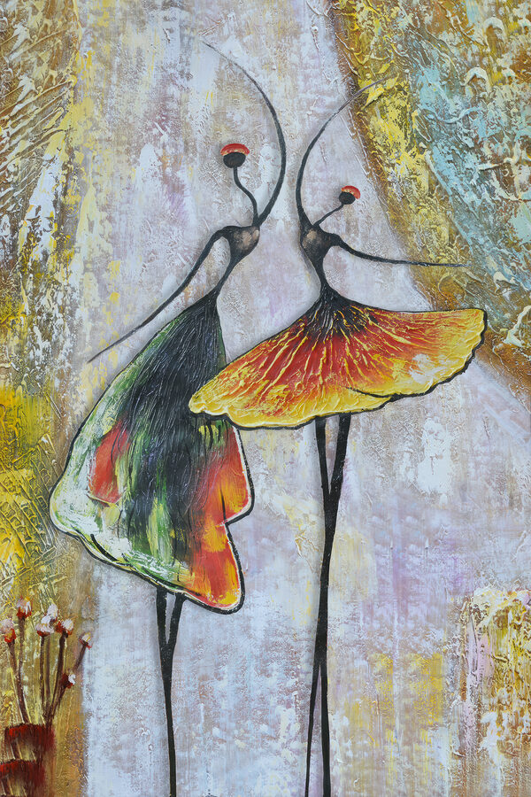 Een schilderij van twee dansende vrouwen Een schilderij van twee dansende vrouwen