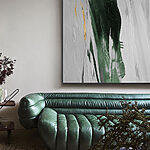 Canvas Schilderijen Smaragdgroene strepen op canvas met structuur