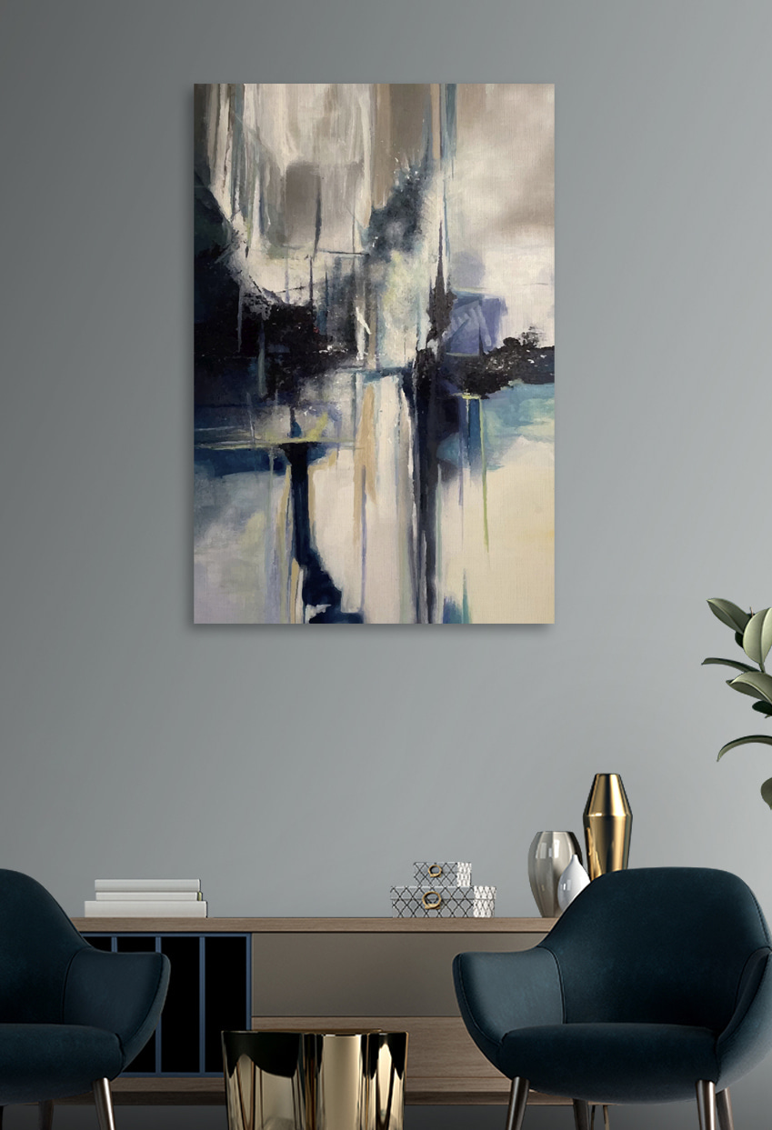 Een schilderij van een stad