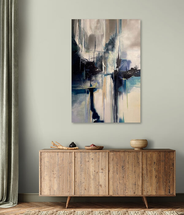 Een schilderij van een stad Een schilderij van een stad