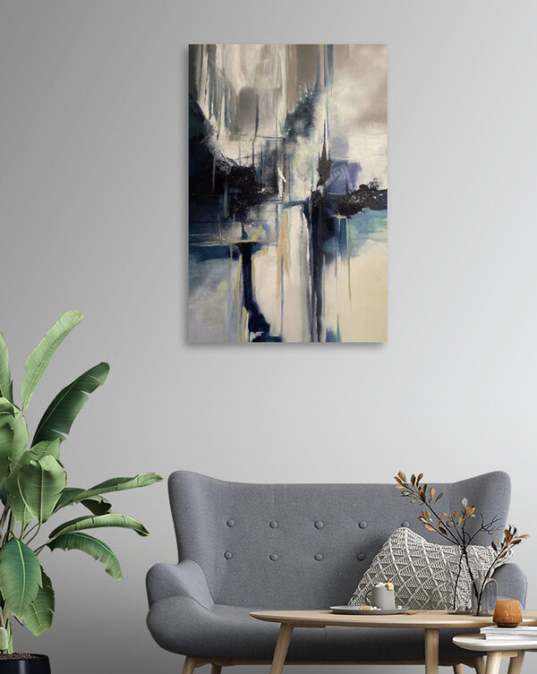 Een schilderij van een stad Een schilderij van een stad