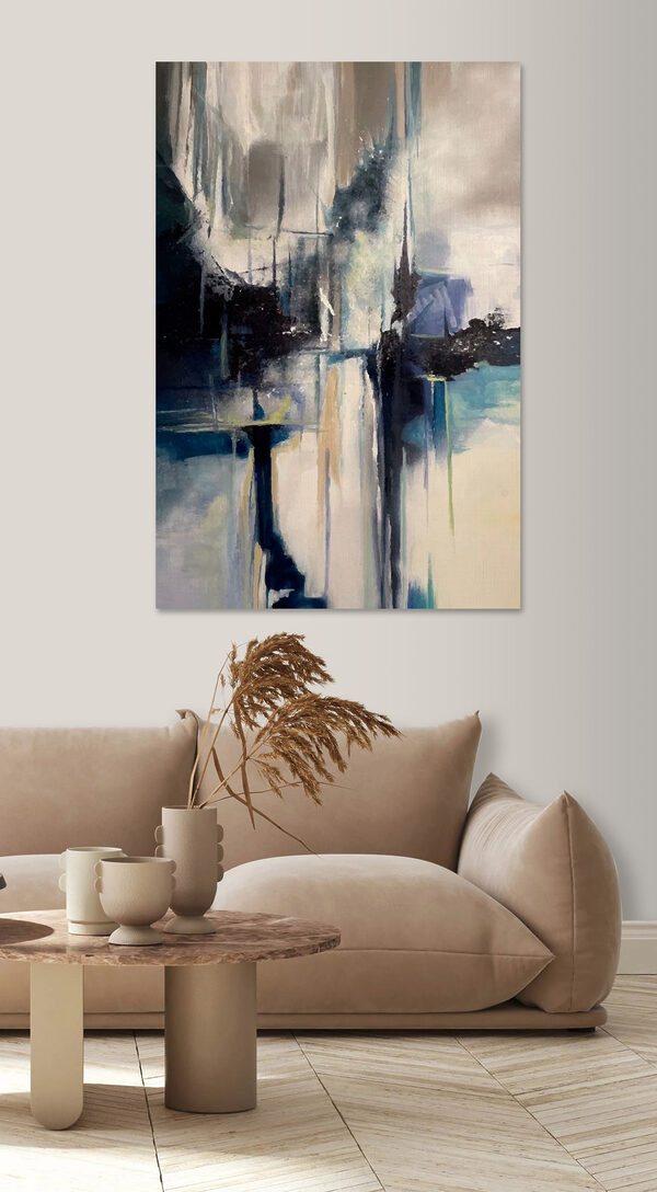 Een schilderij van een stad Een schilderij van een stad