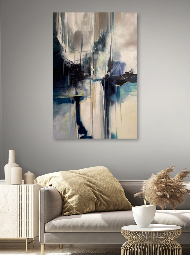 Een schilderij van een stad