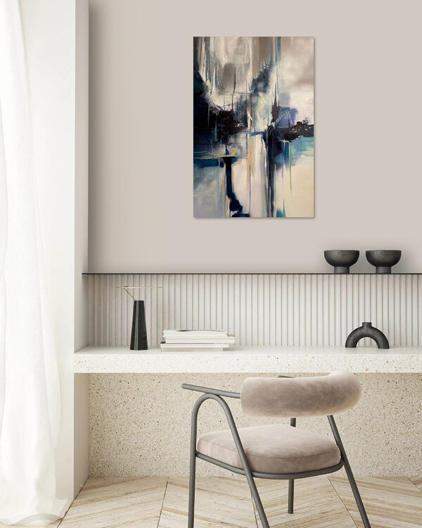 Een schilderij van een stad Een schilderij van een stad