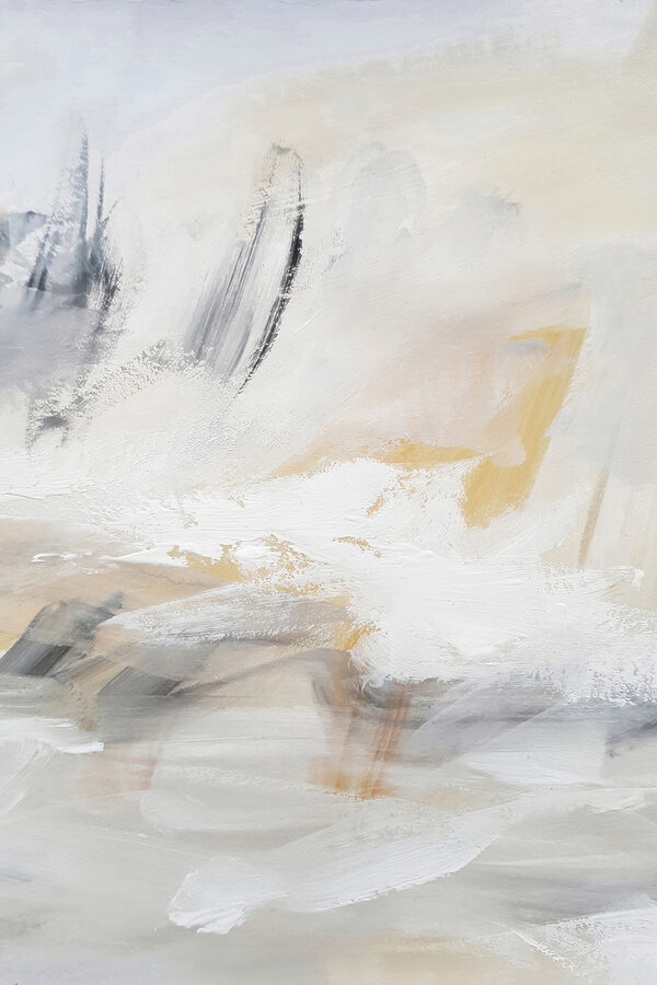 A white and grey abstract art