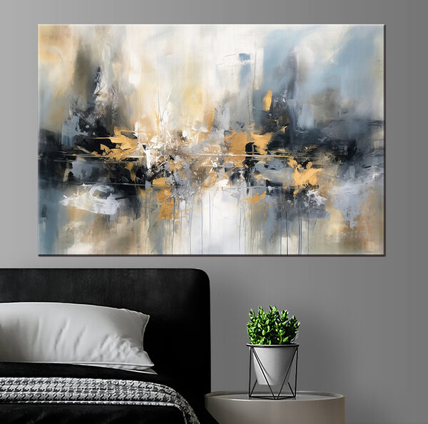 Een schilderij van een stad Een schilderij van een stad