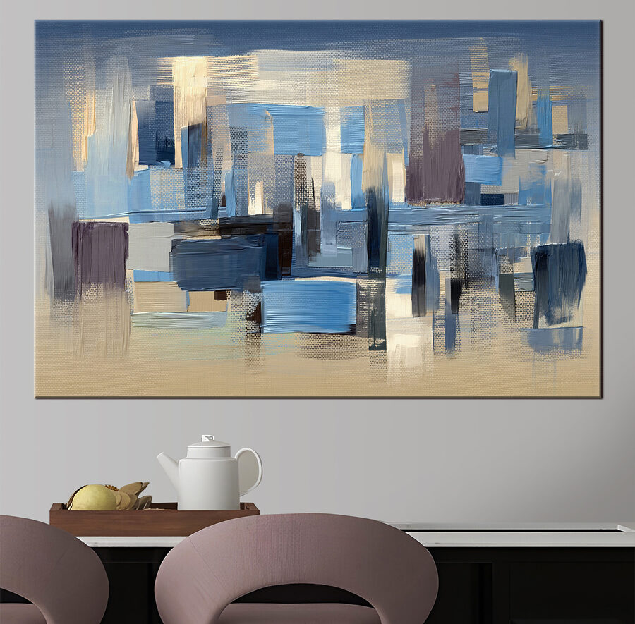 Een schilderij van een stad