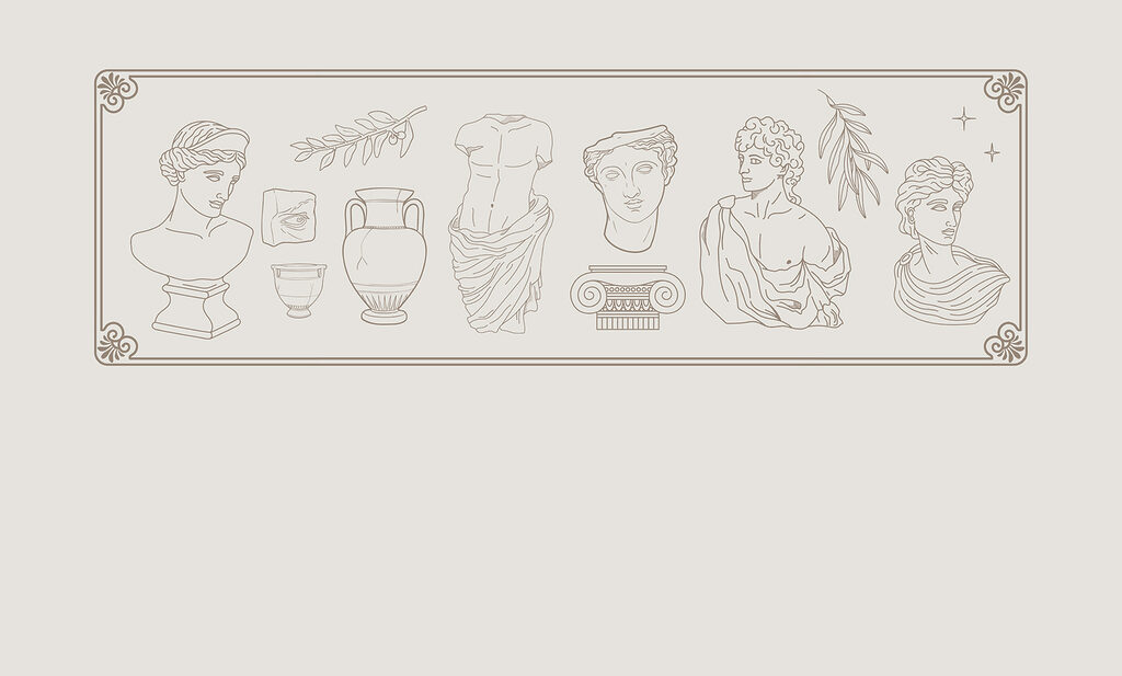 Een lijntekening van oude beelden Een lijntekening van oude beelden