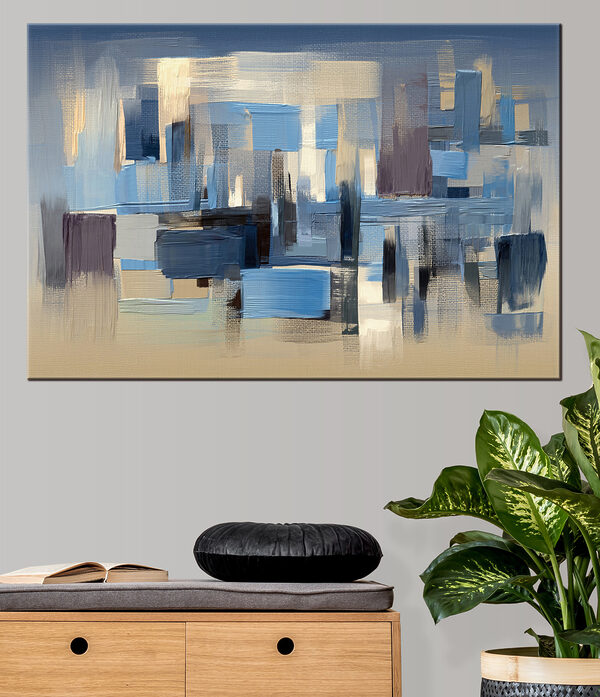 Een schilderij van een stad Een schilderij van een stad