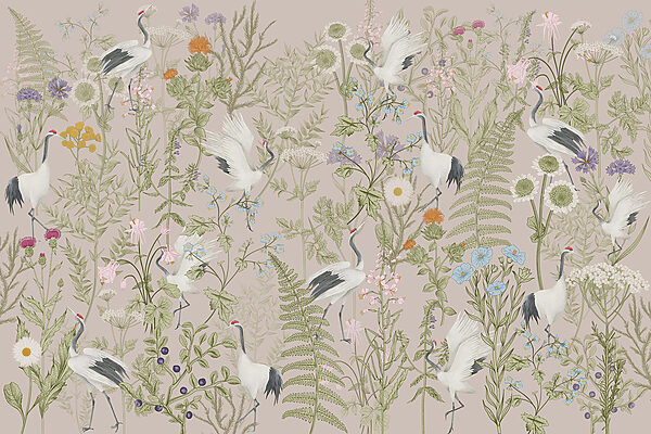 Een behang met vogels en planten Een behang met vogels en planten